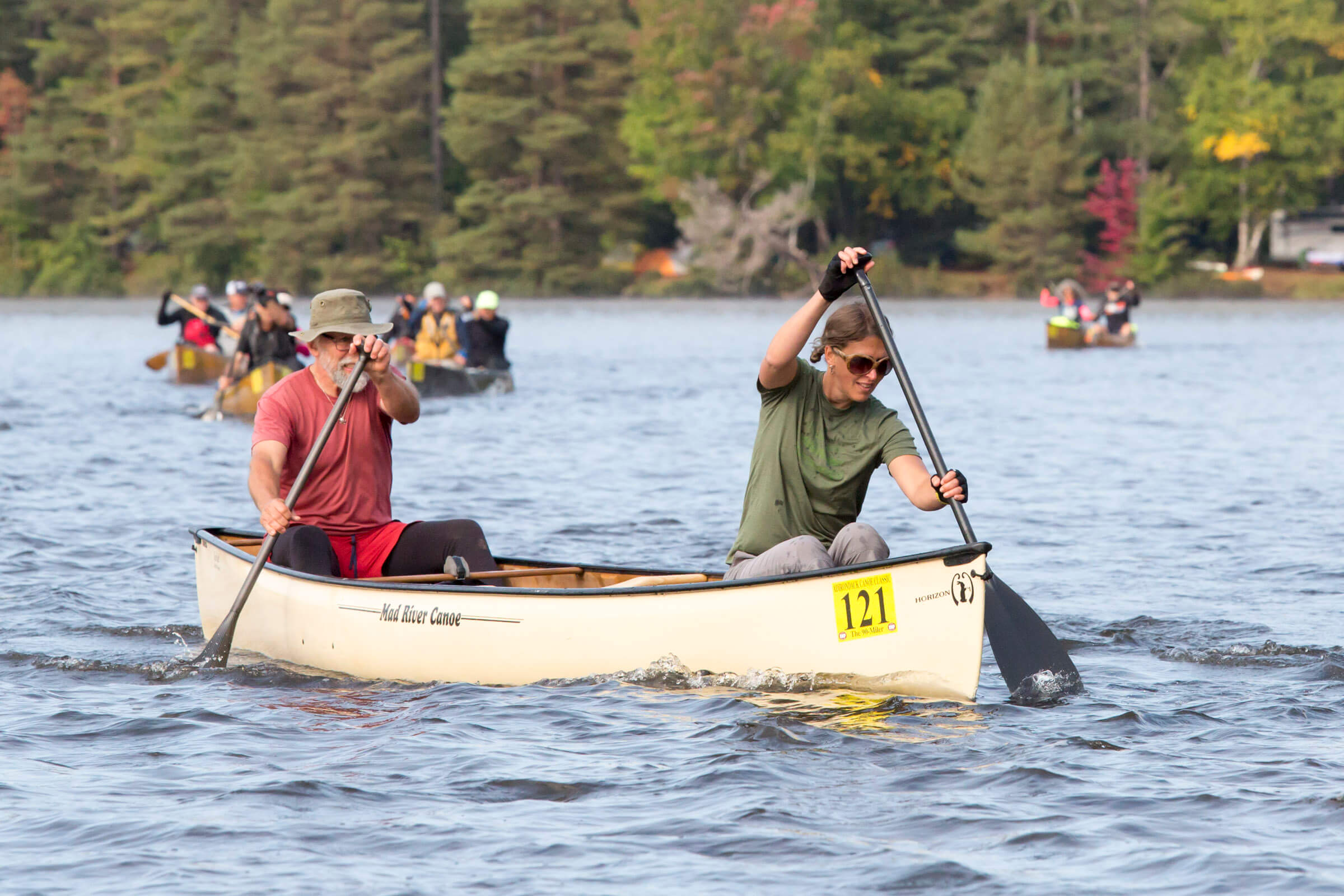 Russ Ford and Karrie Thomas paddle in the 90-Miler. Photo by Mike Lynch