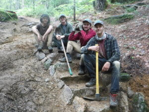 2017 crew for the Northern Forest Canoe Trail field season on Bow Loop in Maine