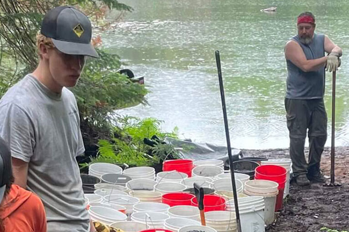 trail crew hailing garbage