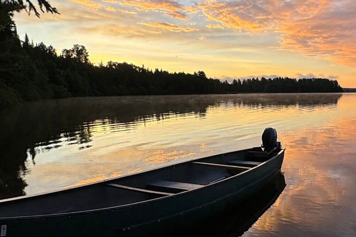 canoe at sunset