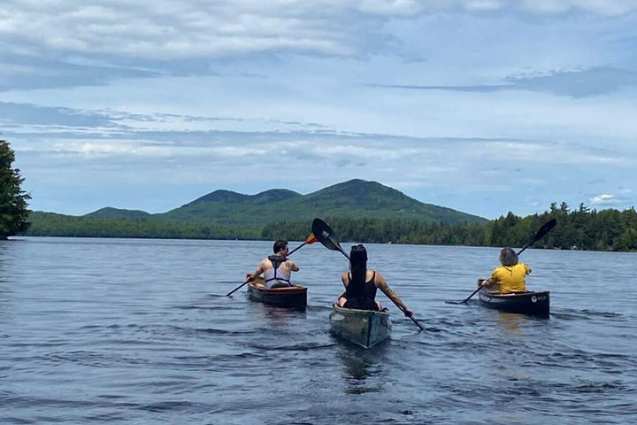 Paddlers on lake