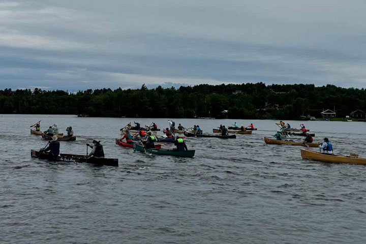 canoe race underway