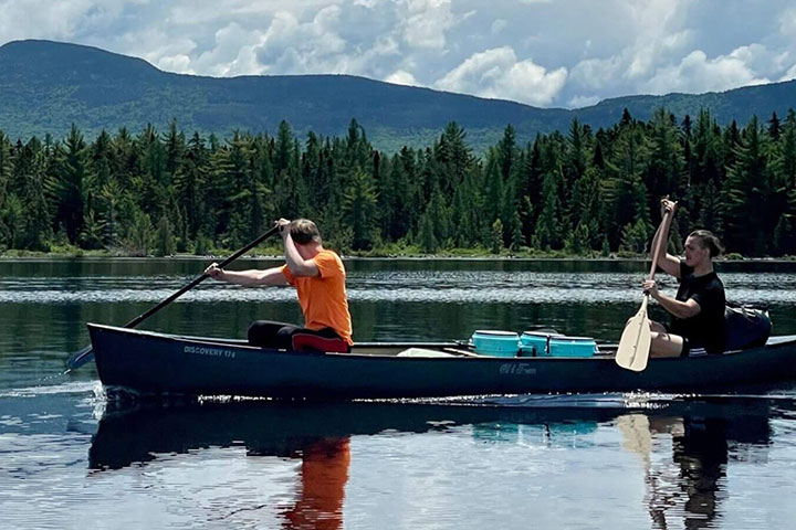paddling on a in nature