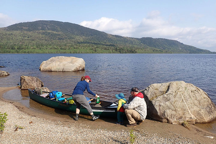 Family canoeing